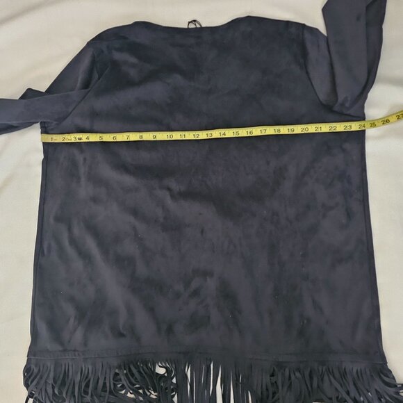 DG2 By Diane Gilman Women's Black Fringed Trim Open Front Cardigan Size XL NWT - Picture 13 of 13